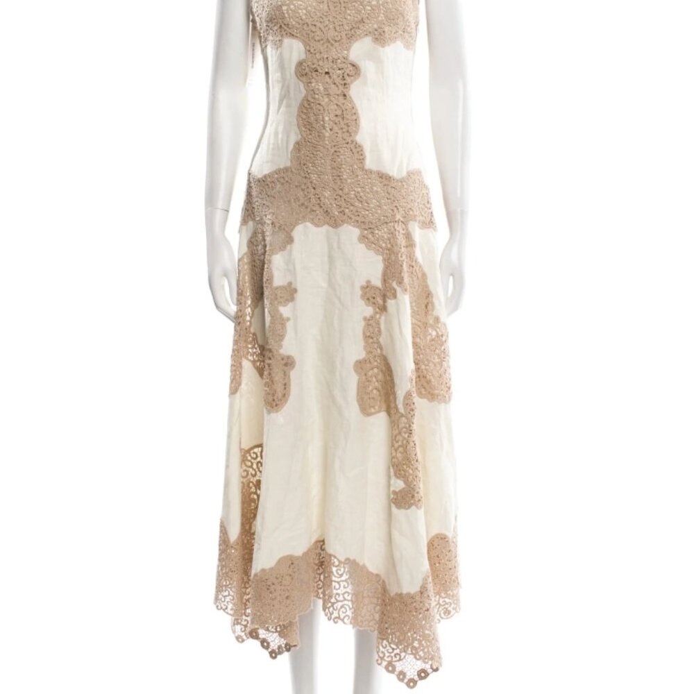 NWOT ULLA JOHNSON Arlette Handkerchief Midi Linen Dress in Travertine S $2,050 - Picture 8 of 12